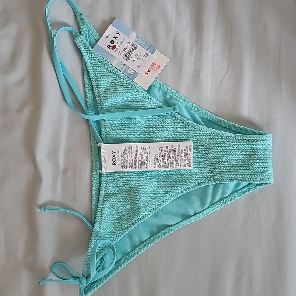 NWT Roxy Aruba Side Tie Bikini Bottom - Bright Light Blue, US M